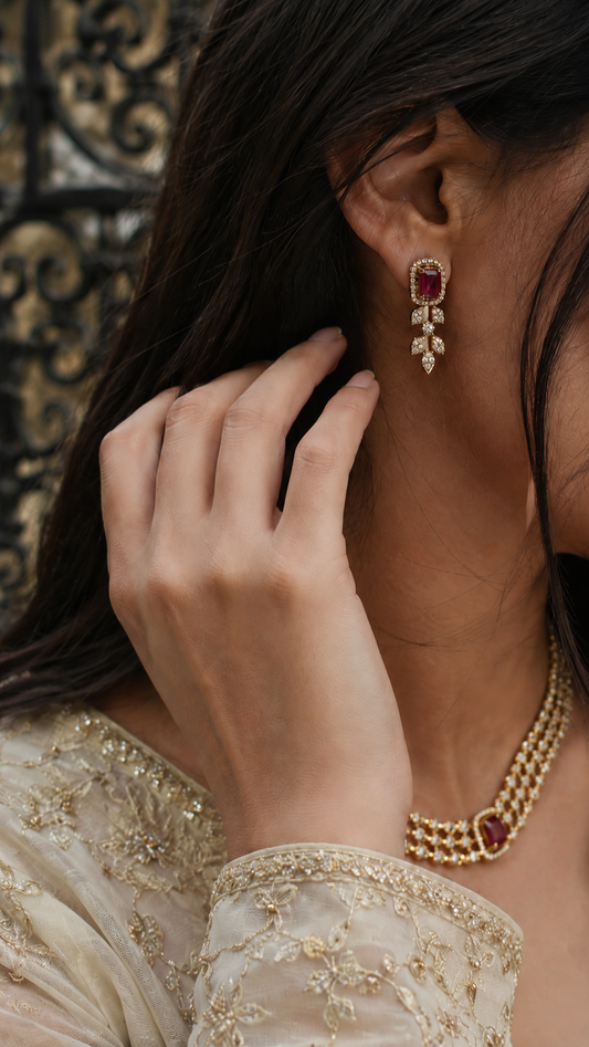 South Indian Necklace Set with Changeable Stones