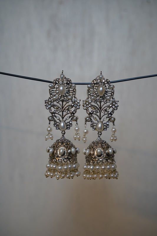 Real Pearl Silver Stunning Jhumka