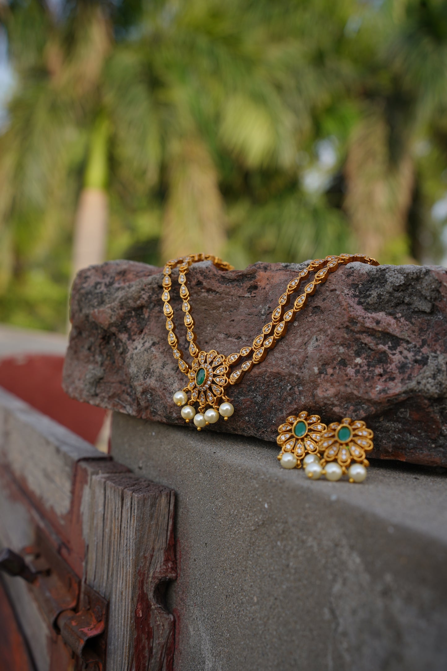South Indian Double Line Necklace Set