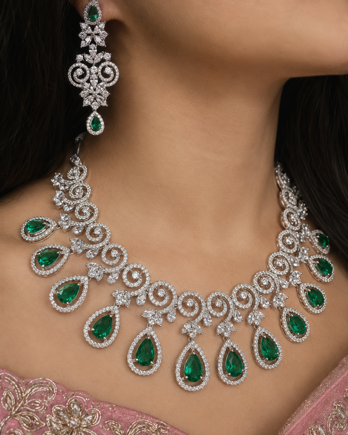 High Quality Stone embedded Zircon AD set