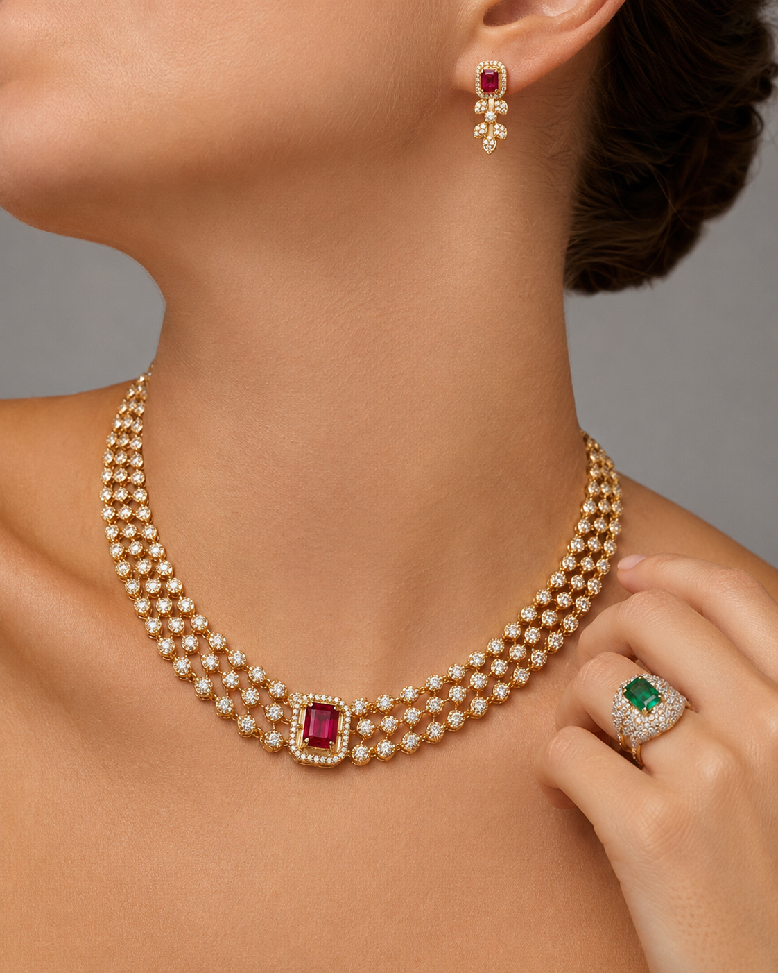 South Indian Necklace Set with Changeable Stones