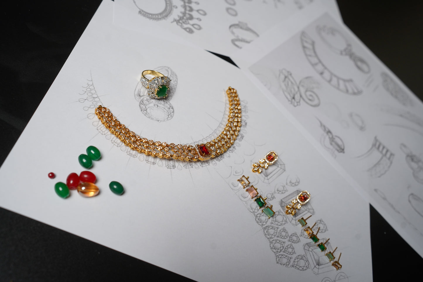 South Indian Necklace Set with Changeable Stones