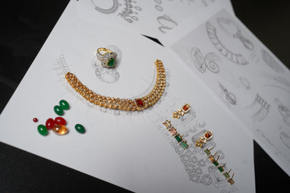 South Indian Necklace Set with Changeable Stones