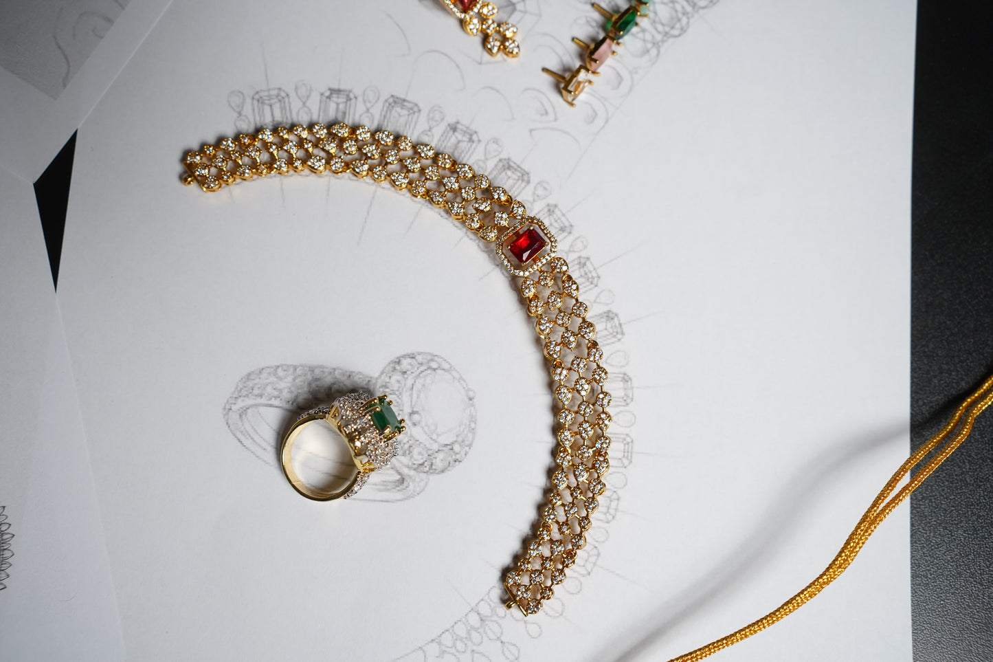 South Indian Necklace Set with Changeable Stones