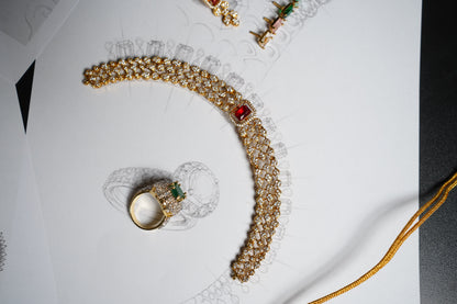 South Indian Necklace Set with Changeable Stones