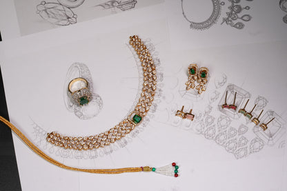 South Indian Necklace Set with Changeable Stones