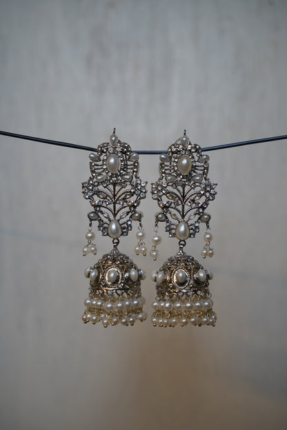 Real Pearl Silver Stunning Jhumka