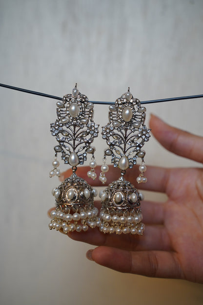 Real Pearl Silver Stunning Jhumka