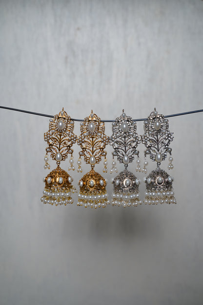 Real Pearl Silver Stunning Jhumka