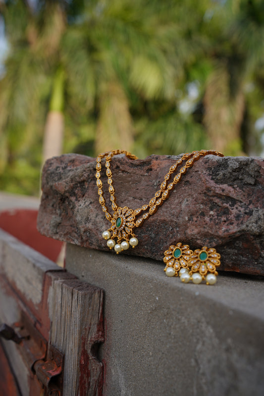 South Indian Double Line Necklace Set
