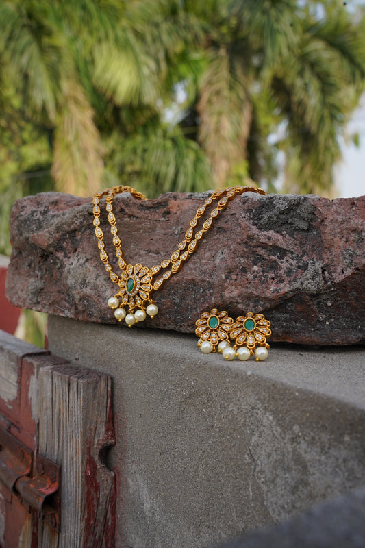 South Indian Double Line Necklace Set