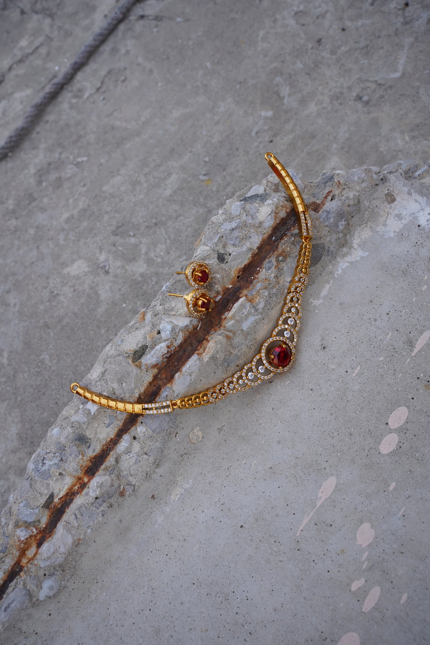 South Indian Necklace Set with Changeable Stones