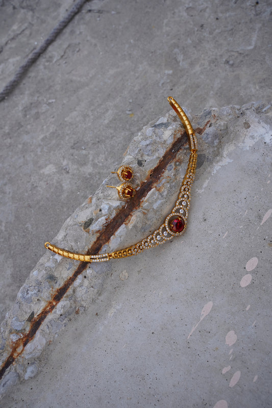 South Indian Necklace Set with Changeable Stones
