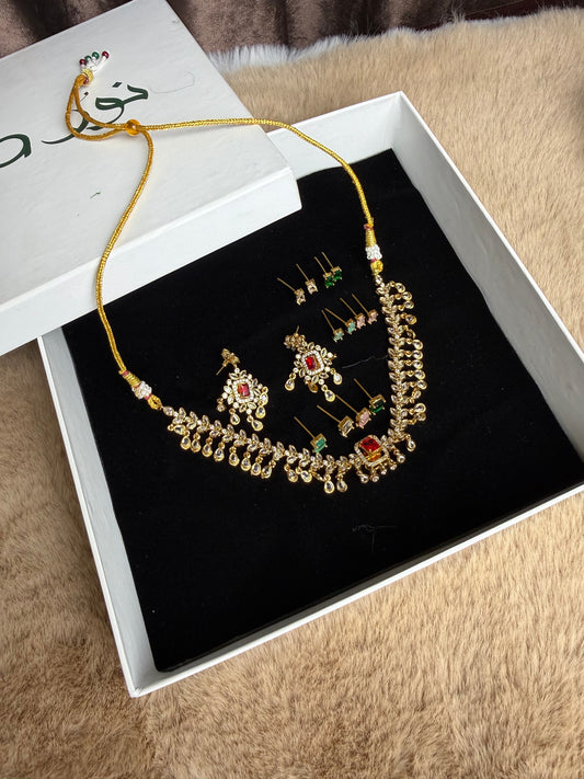 South Indian Necklace Set with Changeable Stones