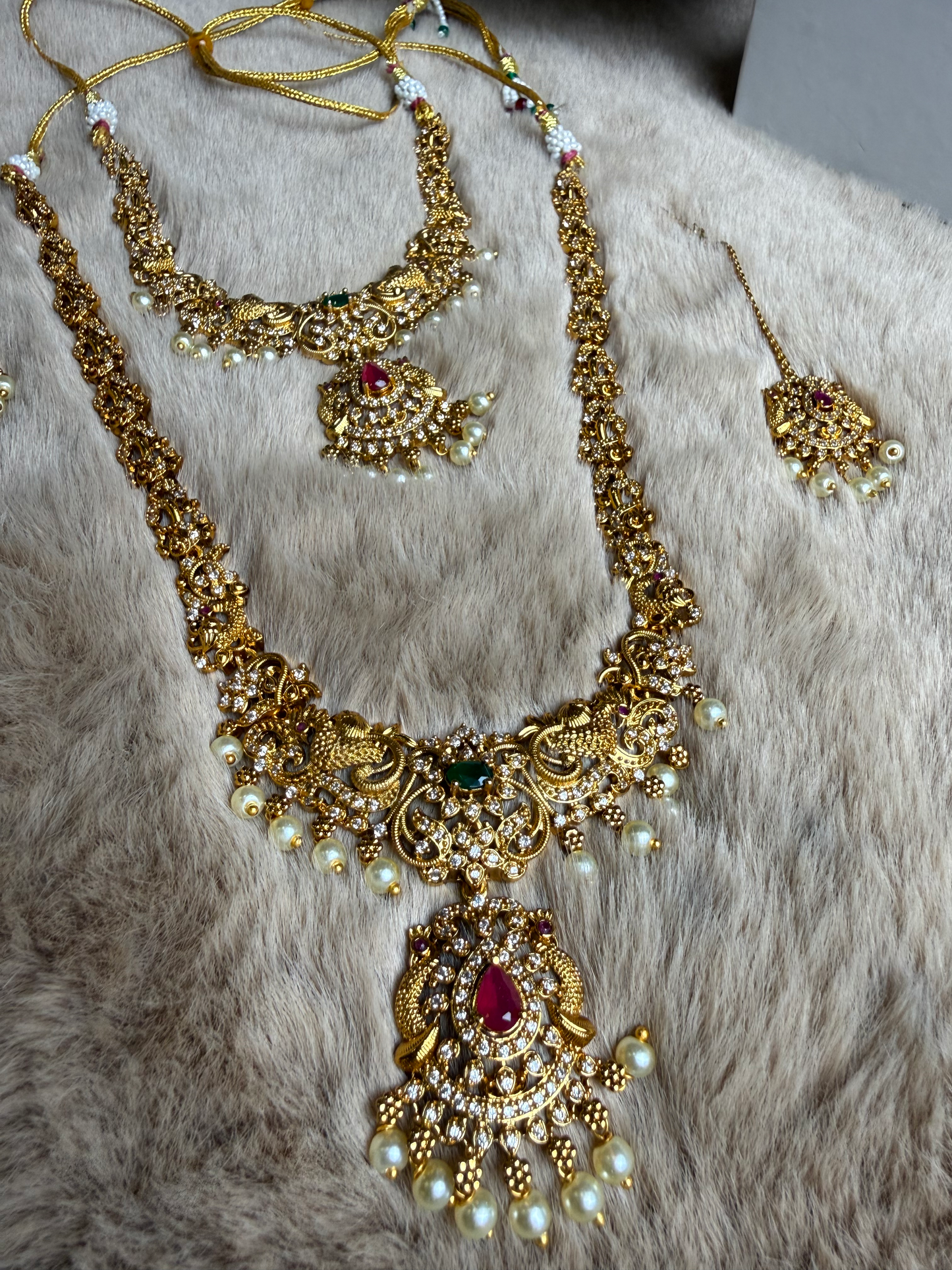 South Indian Double Necklace set.
