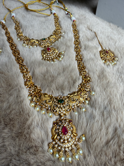 South Indian Double Necklace set.