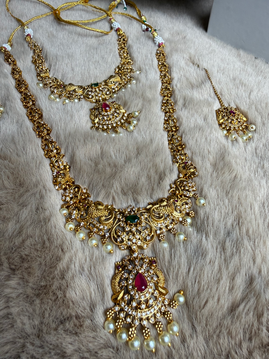 South Indian Double Necklace set.