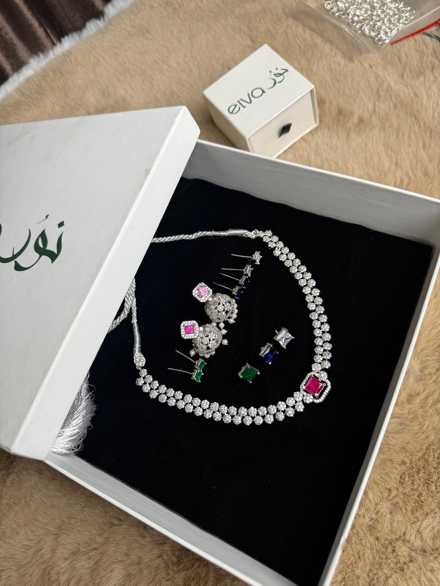 High-Quality Zircon AD Set with Changeable Stones