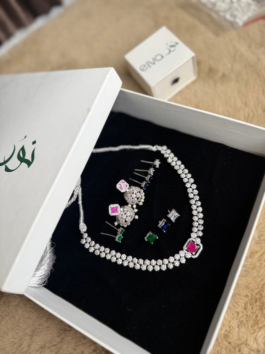 High-Quality Zircon AD Set with Changeable Stones