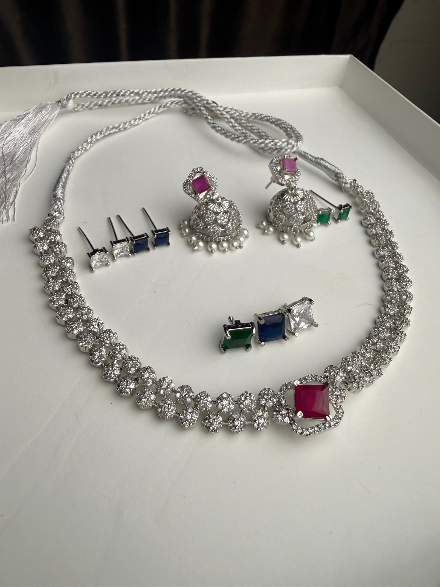 High-Quality Zircon AD Set with Changeable Stones