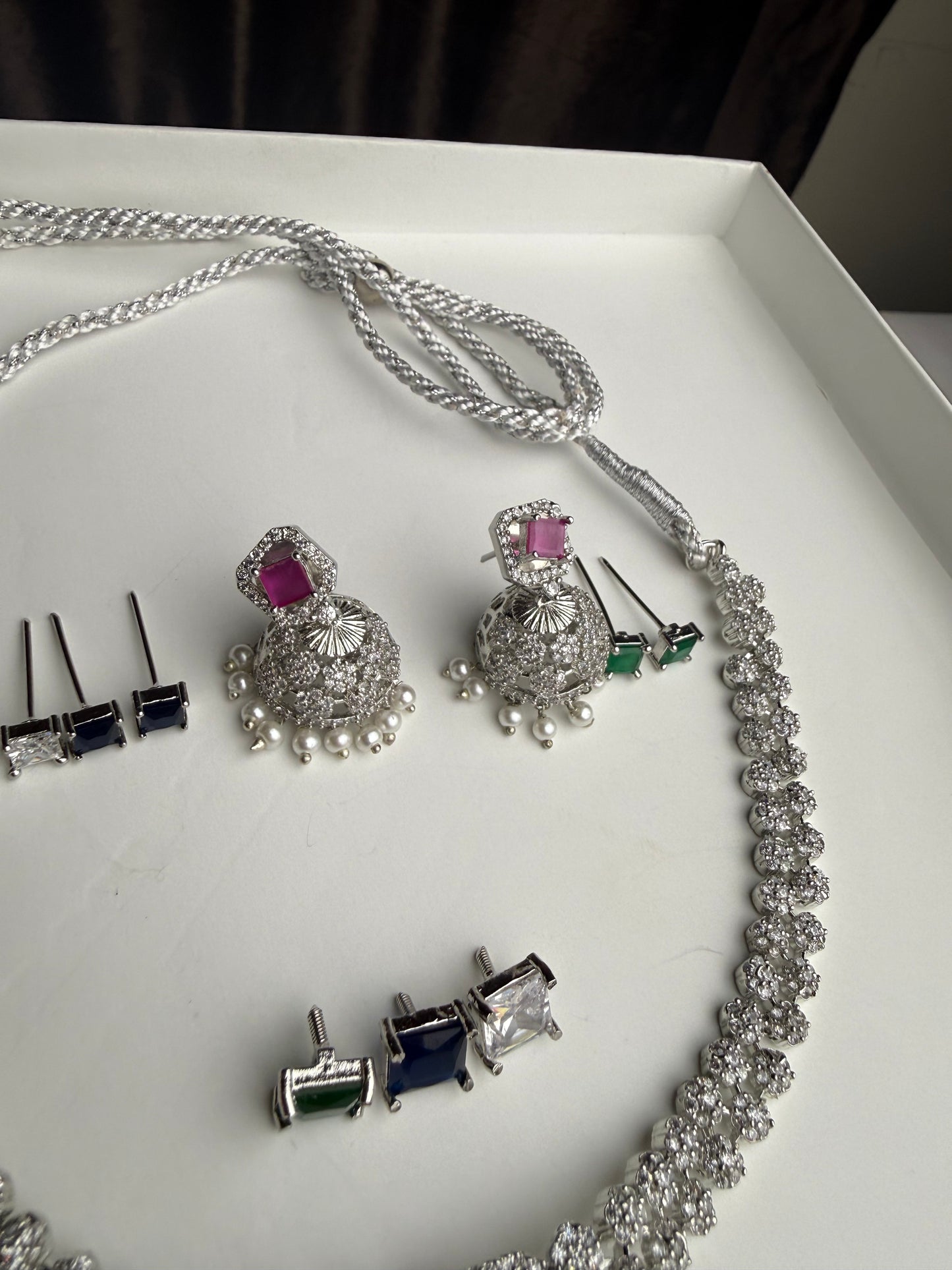 High-Quality Zircon AD Set with Changeable Stones