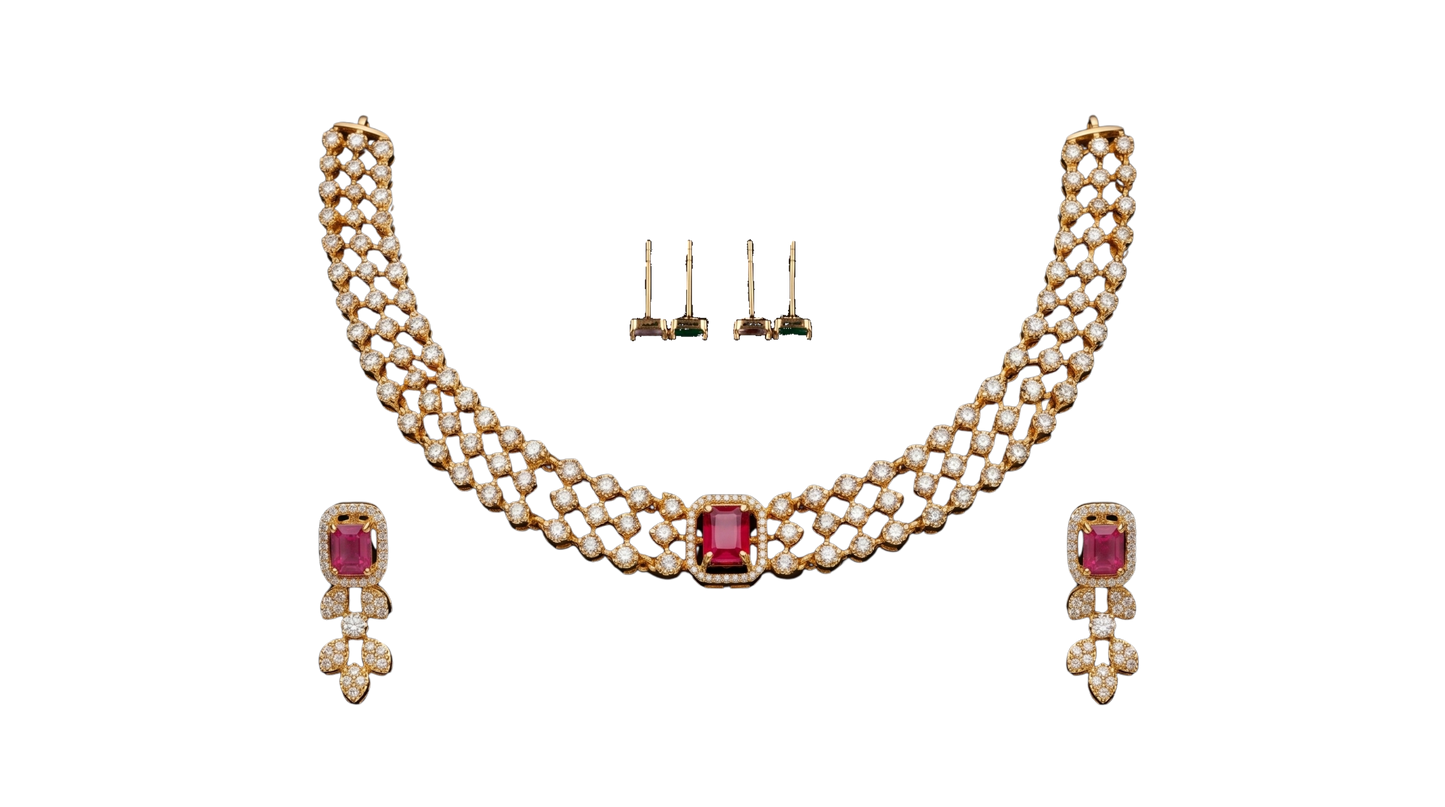 South Indian Necklace Set with Changeable Stones