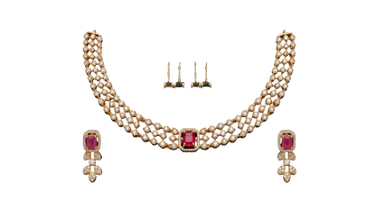South Indian Necklace Set with Changeable Stones