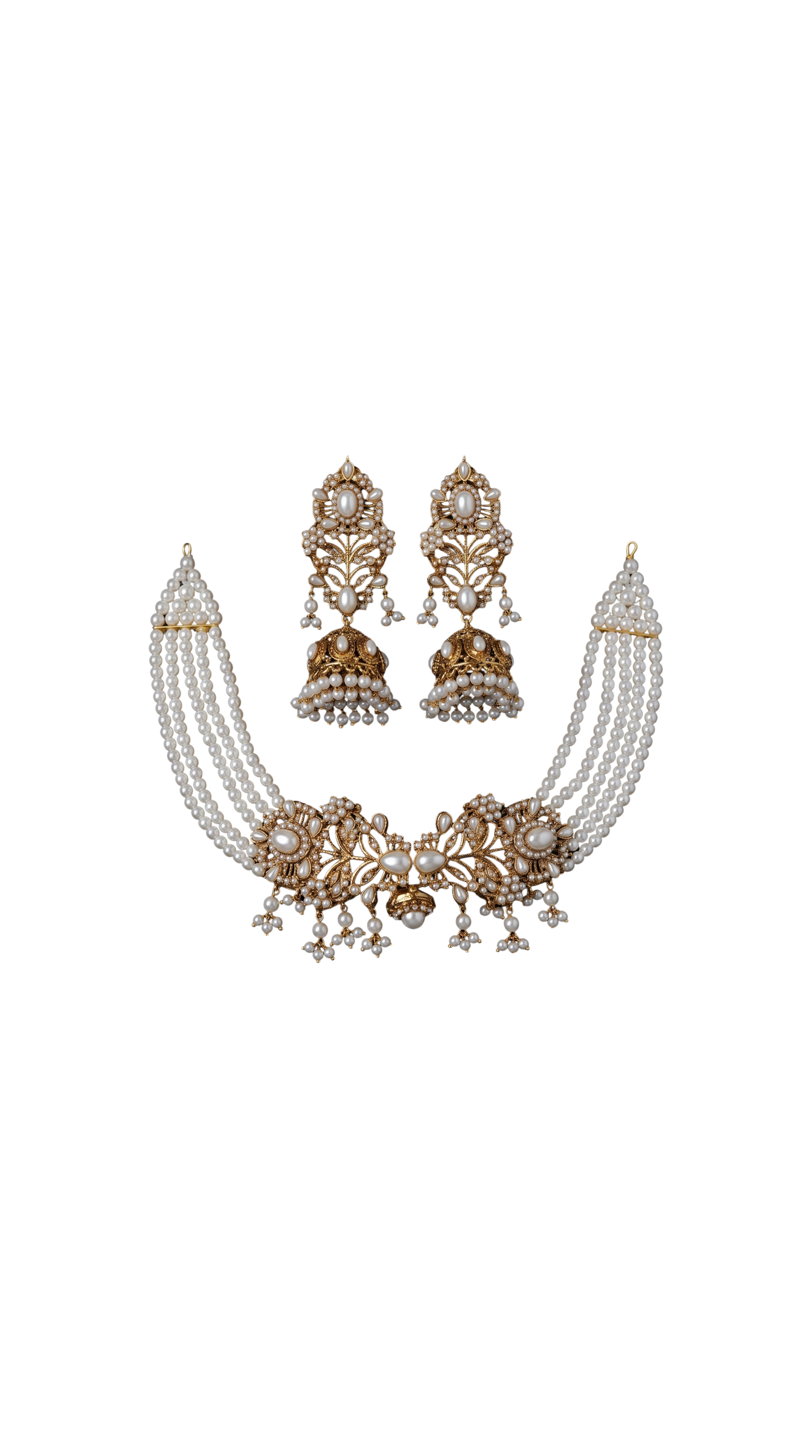Real Pearl Choker with Stunning Jhumka