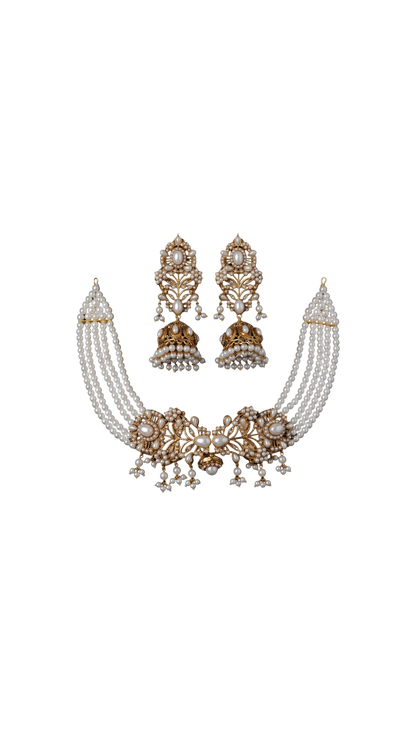 Real Pearl Choker with Stunning Jhumka