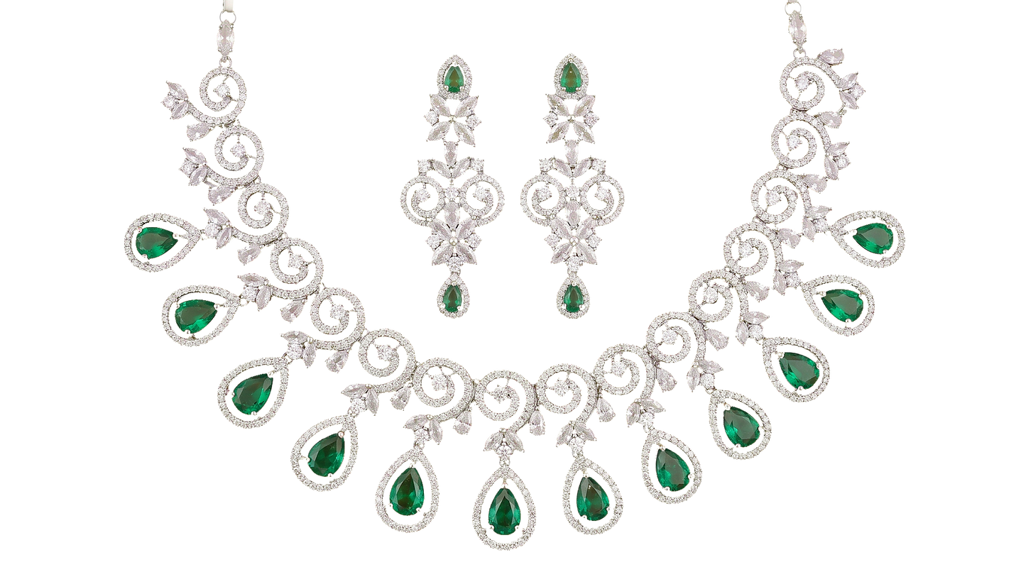 High Quality Stone embedded Zircon AD set