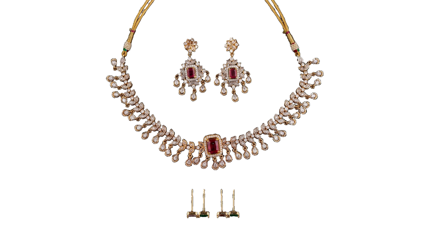 South Indian Necklace Set with Changeable Stones